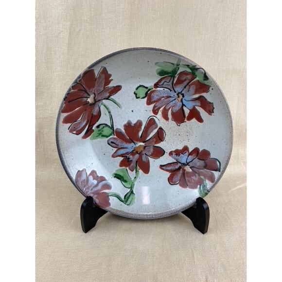 Hand Painted Hand Turned Ceramic Glazed Bowl Stamped 10 in - Picture 1 of 7